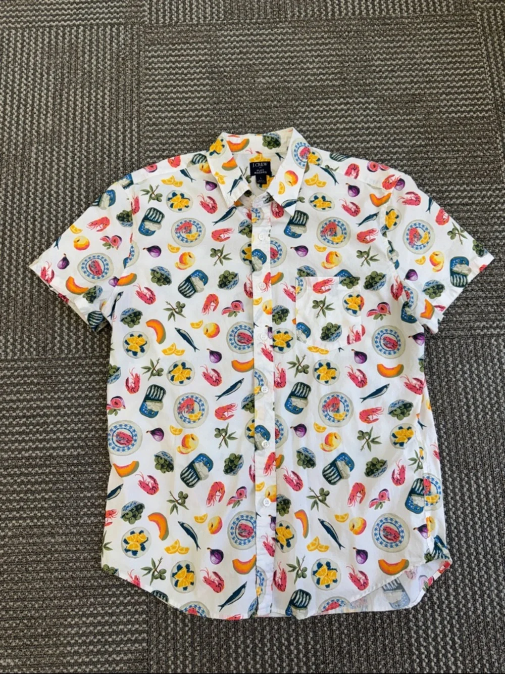 J. Crew Flex Washed Short Sleeve Casual Button Down, size L